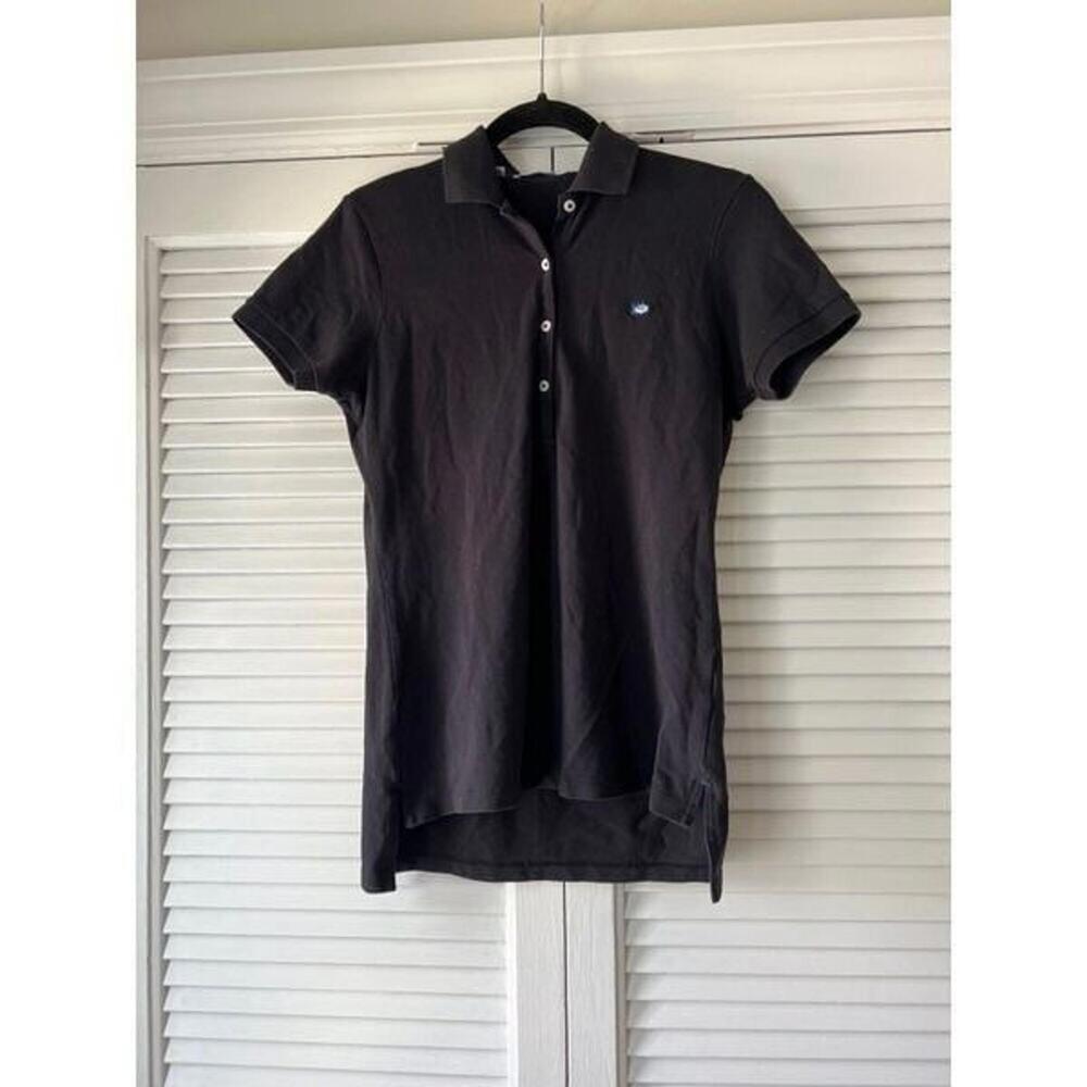 Southern Tide "The Skipjack Polo" Fish Logo Button-Up Size S Black Women's Shirt